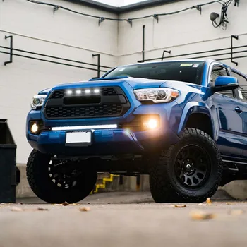 

For Toyota Tacoma TRD Pro Grill LED Light Accessories White Smoked Front Grille