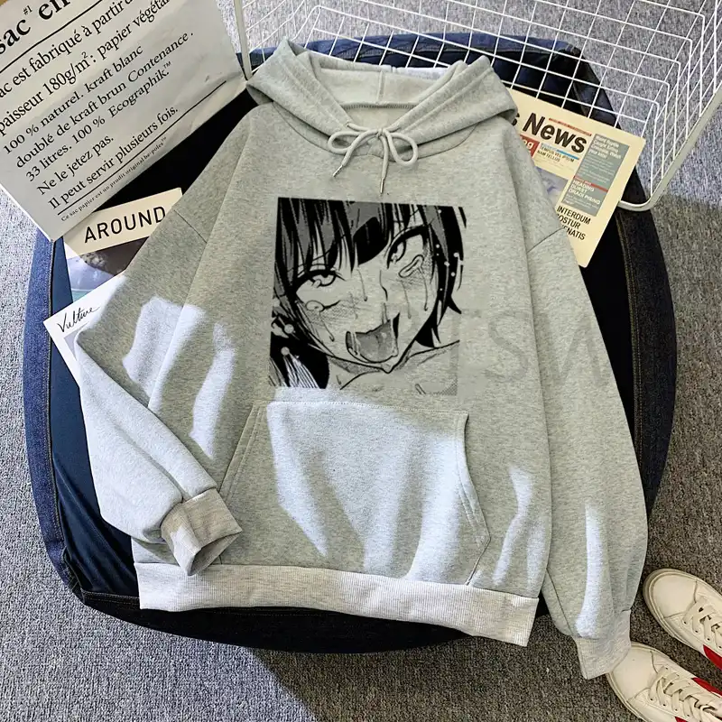 Preto sexta-feira masculino hoodies outono moda ahegao sexy rosto anime cosplay roupas henta tops camisolas vogue casual streetwear