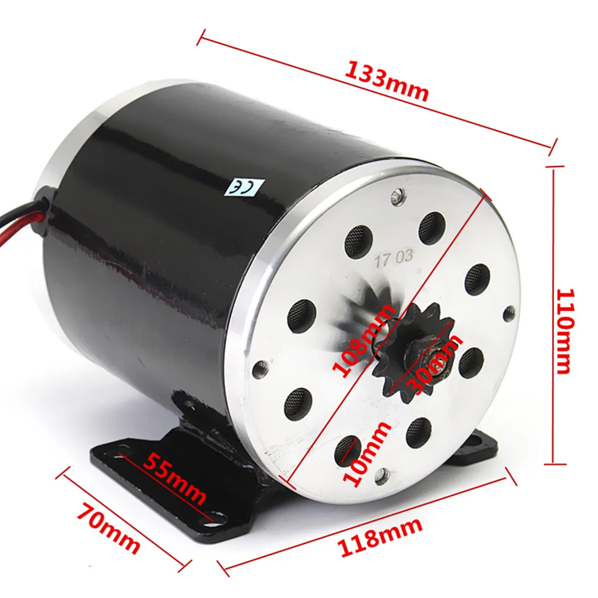 36V 500W MY1020 Electric Brushed Motor High Speed 2500Rpm w/ bracket For Scooter E-Bike Mini Bike Go Kart Brushed Gear Motor