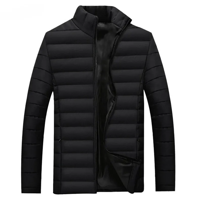 Black Parka Зимняя мужская куртка, Брендовое повседневное теплое пальто, однотонные красные куртки, толстая парка для мужчин, верхняя одежда в полоску, Минималистичная одежда - Цвет: Black Parka