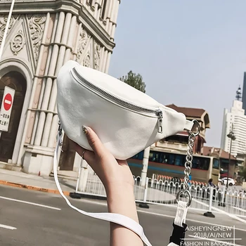 

Womens Waist Bag Fanny Pack PU Bag Belt Purse Small Purse Phone Key Pouch White Black Waist Packs Girl Fashion Bum Pouch