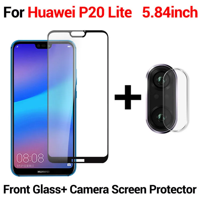 2 в 1 закаленное стекло для huawei P30 P30 lite P20 pro стекло Psmart Защитная пленка для объектива Стекло для huawei P20 P30 lite - Цвет: 2 in 1 for P20 lite