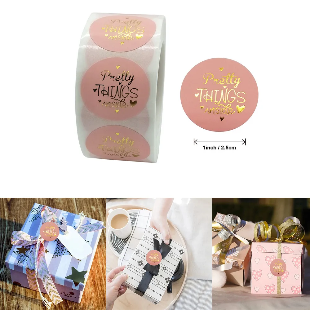 

500pcs/roll Round Thank You Stickers Scrapbooking For Package Seal Labels Custom Sticker Decoration Wedding Sticker