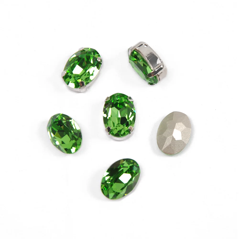 

CTPA3bI 4120 Lt. Peridot Oval Glass Sew On Rhinestones Pointback Crystal Strass Stones On Handcraft DIY Dress Bags