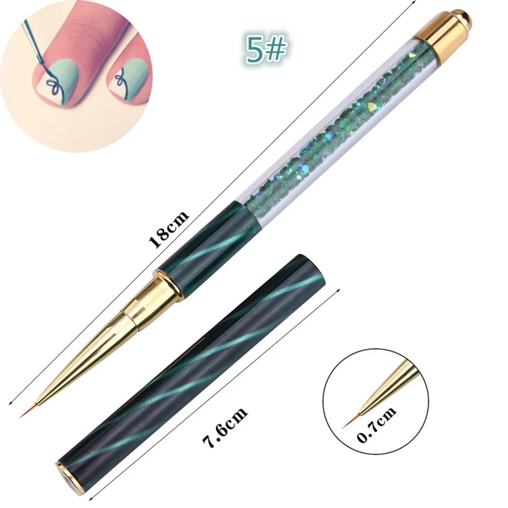 05 8 Types Nail Art Stripe Lines Pen Painting Cat Eye Brush Acrylic UV GEL Extension Builder Drawing Rhinestone Handle Pen Tools - Цвет: 05