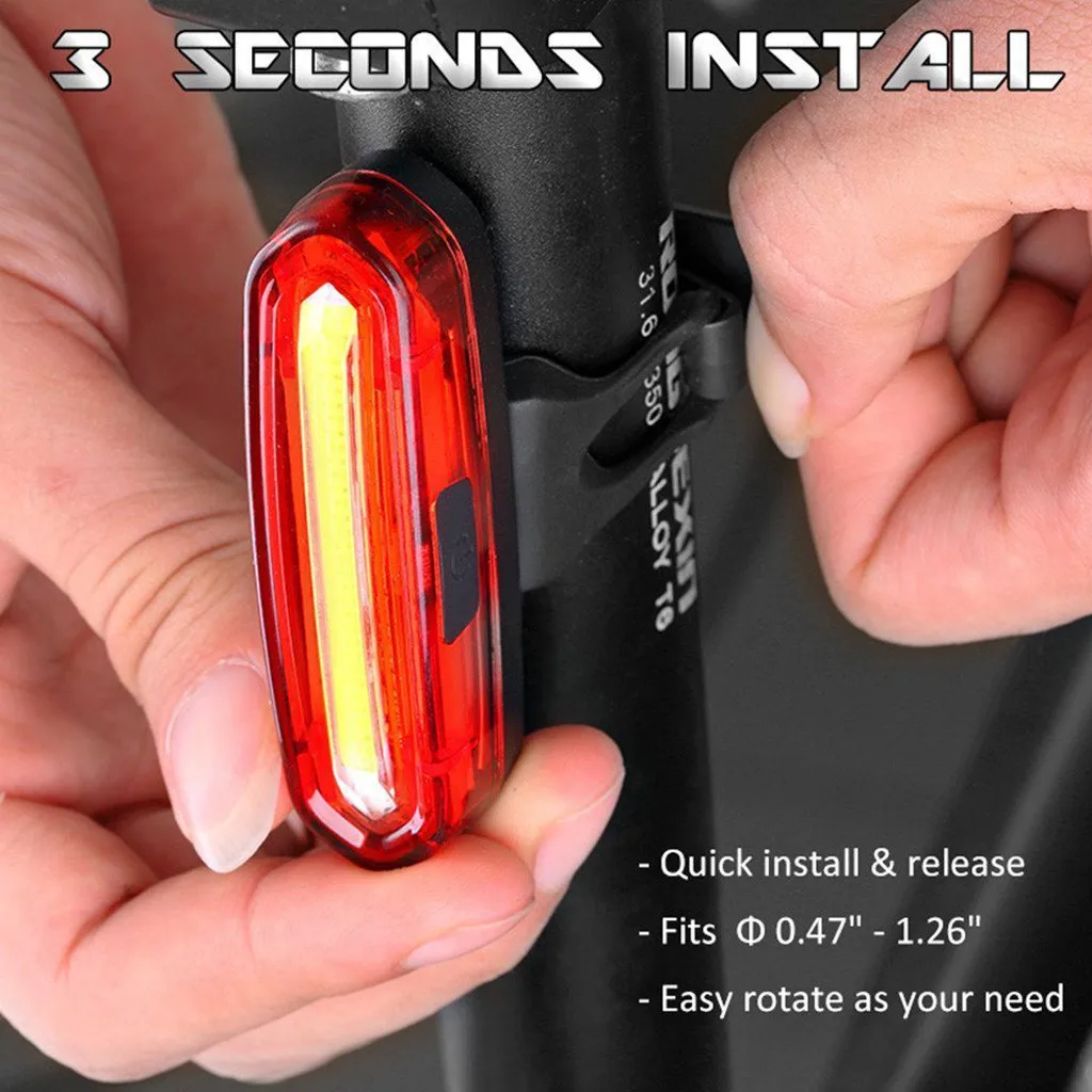 LED BICYCLE FRONT /& REAR LIGHTS SET PUSH CYCLE LIGHT CLIP