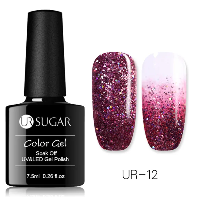 Glitter 12 UR SUGAR 7,5 мл голографический гель для ногтей с блёстками лак коричневый серия Серебристые, лазерные блестки гель замачивание уф светодиодный гель лак для ногтей, маникюр - Цвет: Glitter 12