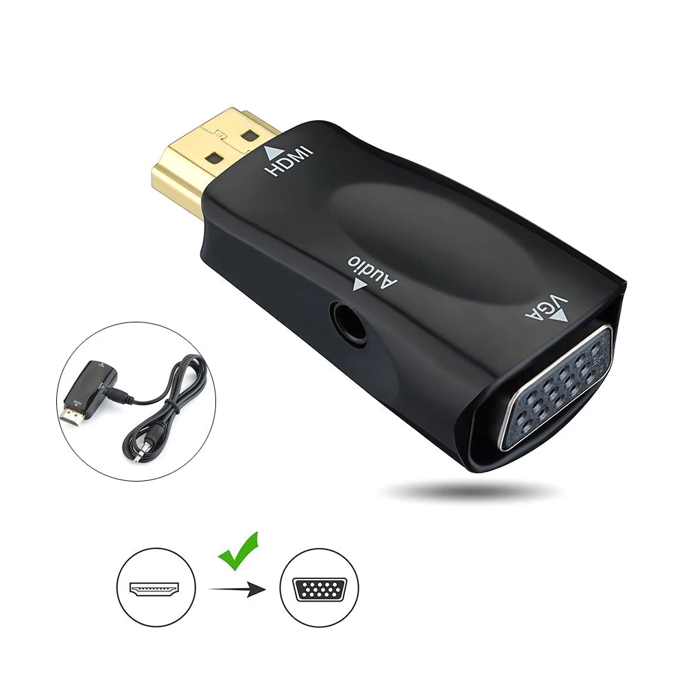Конвертер HDMI в VGA адаптер Папа мама HD 1080P 3 5 мм аудио кабель для подключения к ПК