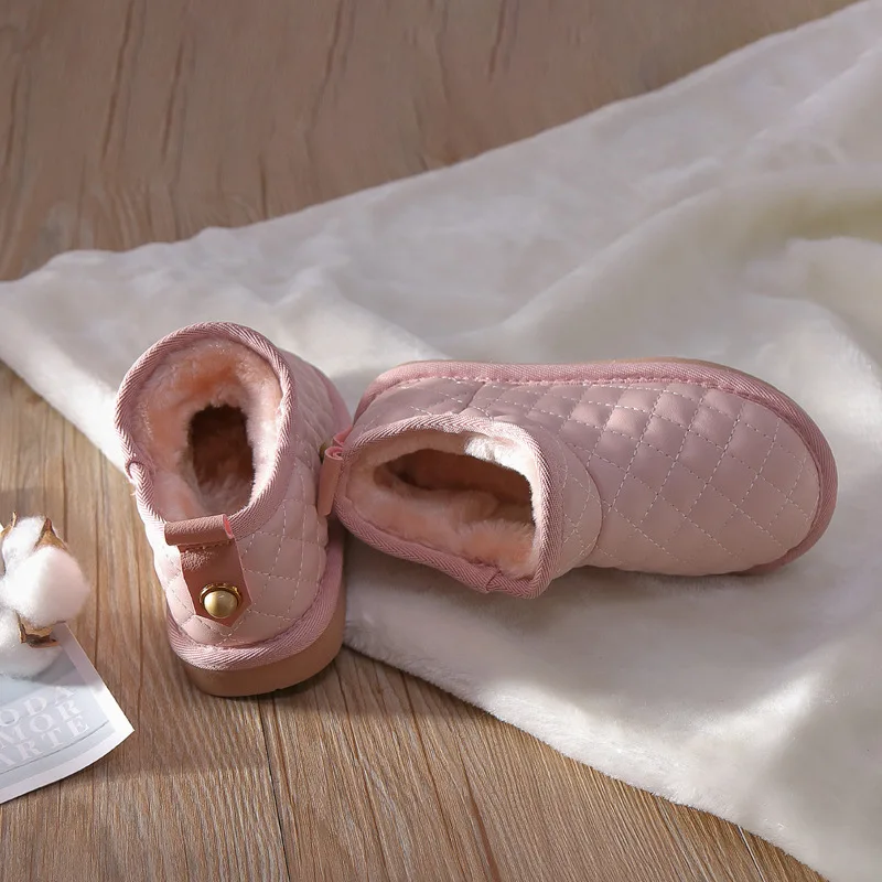 Children shoes Winter new plush warm snow boots Fashion lattice non-slip wear-resistant girls shoes casual childrens shoes