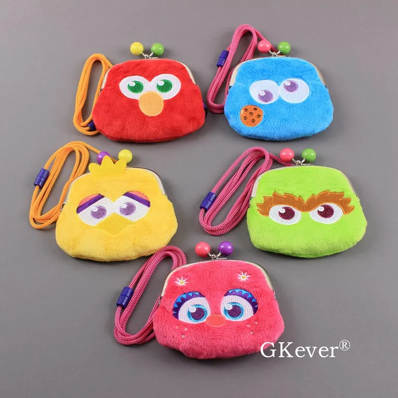 5 шт./партия, уличные вечерние игрушки, Elmo, плюшевый Кошелек, печенья, монстр, мягкая сумка, большая птица, монета, сумка, подарок для детей 12*10 см