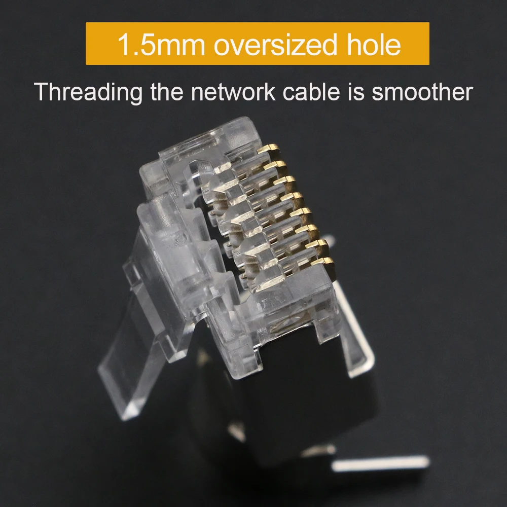 Xintylink CAT8/CAT7/CAT6A RJ45 Connector - Shielded Ethernet Cable Plug with 1.5mm Pass Through Hole Description Image.This Product Can Be Found With The Tag Names Cheap Computer Cables Connectors, Computer Cables Connectors, Computer Office, High Quality Computer Office