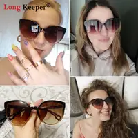 LongKeeper Sunglasses Cat Eye Women Men Sun Glasses Eyewear Eyeglasses Plastic Frame Clear Lens UV400 Shade Fashion Driving New 1