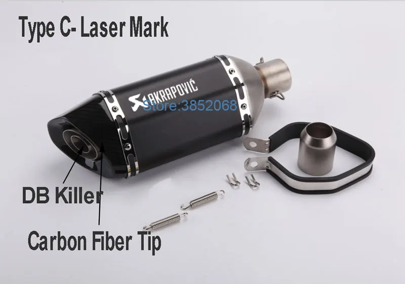 570 мм/470 мм/370 мм лазерная маркировка Akrapovic выхлопная труба мотоцикла Мотоцикл углеродного волокна наконечник глушитель Escape с DB Killer