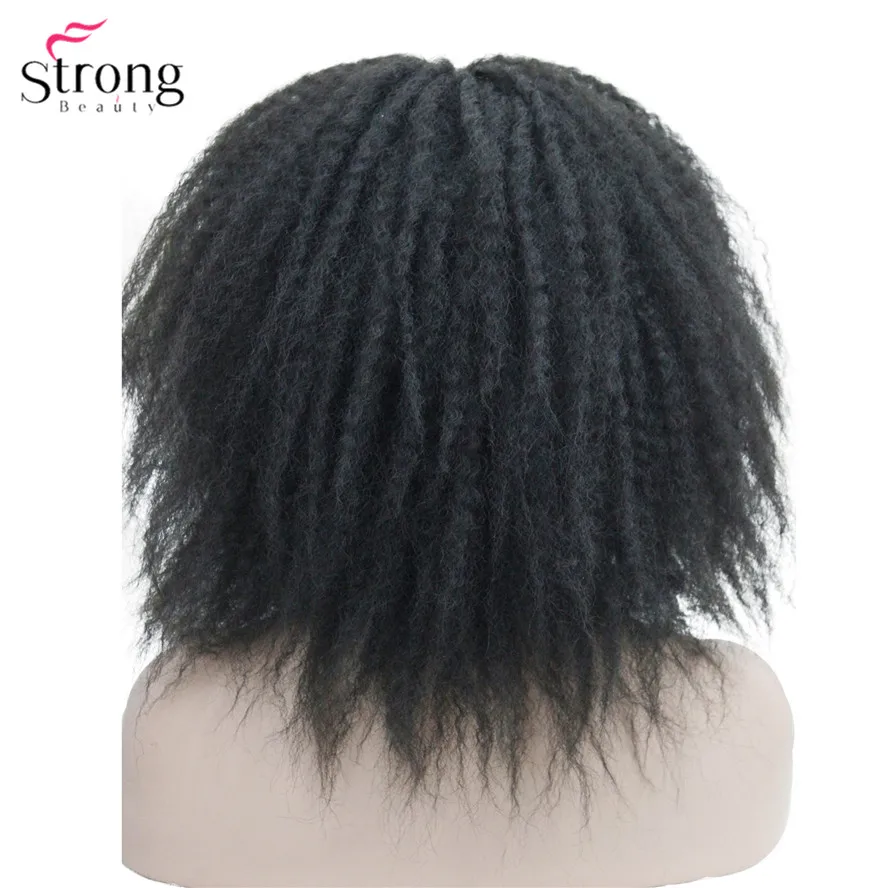 StrongBeauty афроамериканские парики Омбре Волосы Кудрявые вьющиеся средней длины черный/рыжий синтетический парик