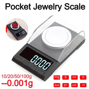 

Portable Mini 20g/50g/100g/0.001g Digital Scale LCD Large Screen Display Balance Diamond Jewelry High Precision Pocket Scale