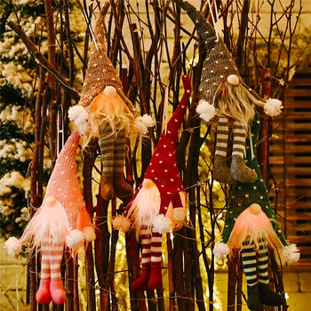 

5 Pcs LED Light Christmas Tree Wool Gnome Doll Pendants Ornaments Knitting Crafts Kids Gift Xmas Party Decorations Wholesale X2