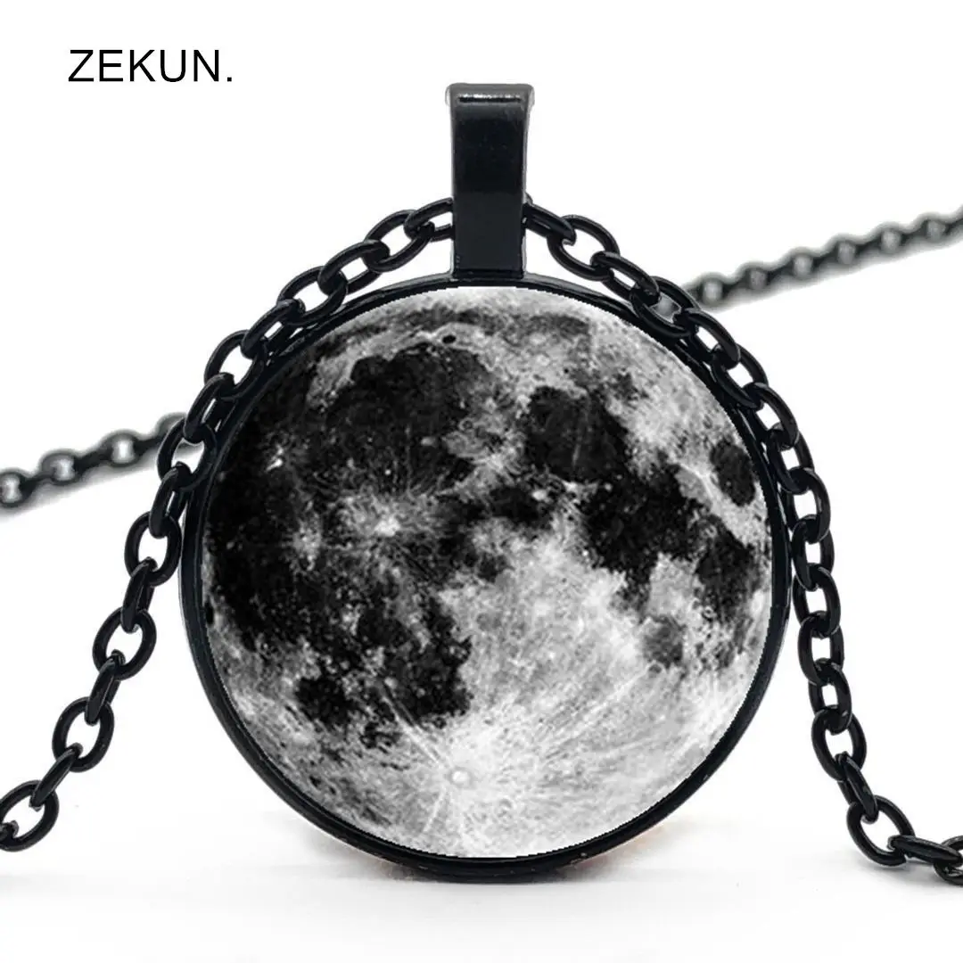 2019/hot Sale Starry Galaxy Moon Pattern Necklace Bump Glass Pendant Fashion Men and Women Jewelry. | Украшения и аксессуары