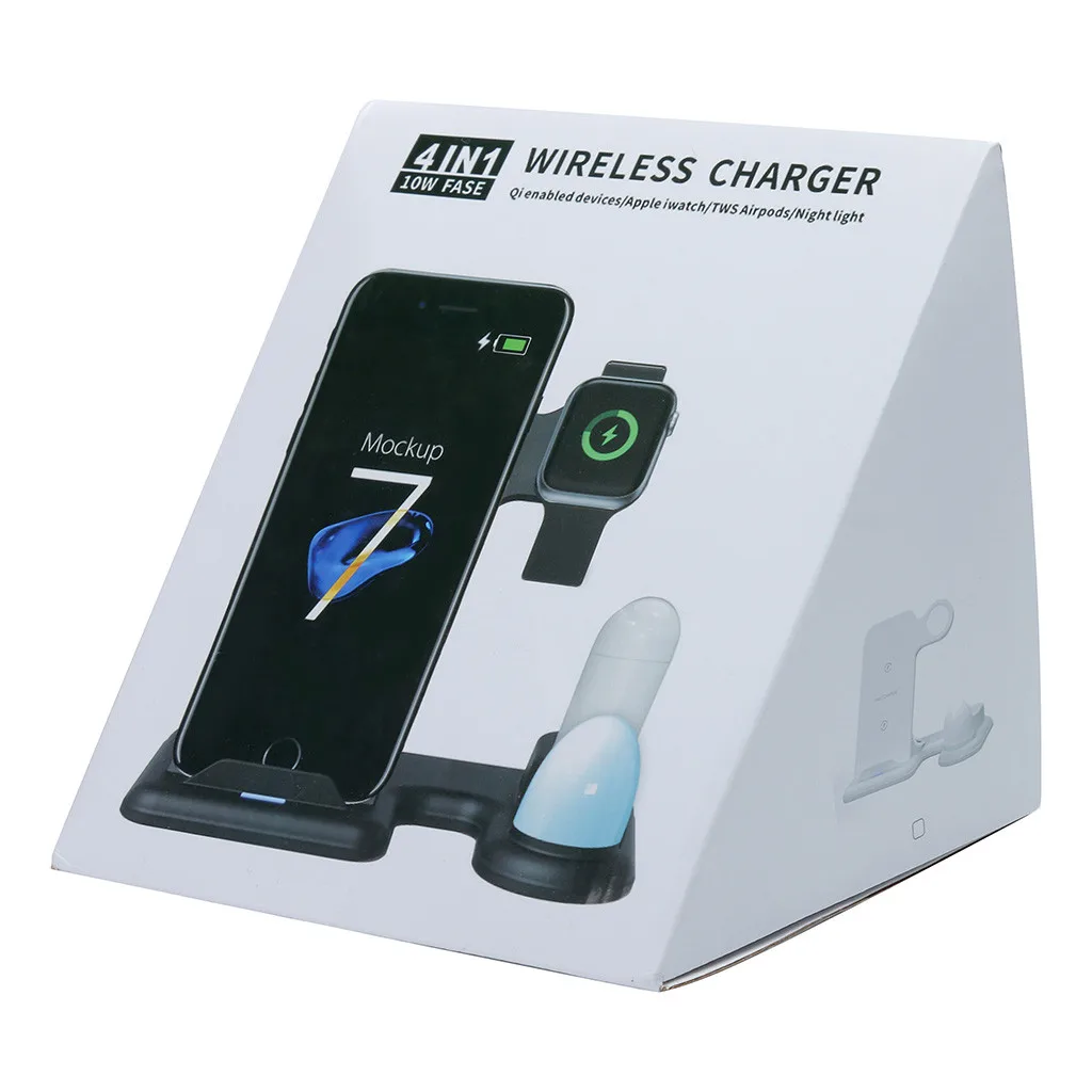 Wireless Charger Phone Holder Stand Dock Station For Apple Watch 4 3 2 Iphone 11 Pro Max XS MAX XR IWatch Airpods With light