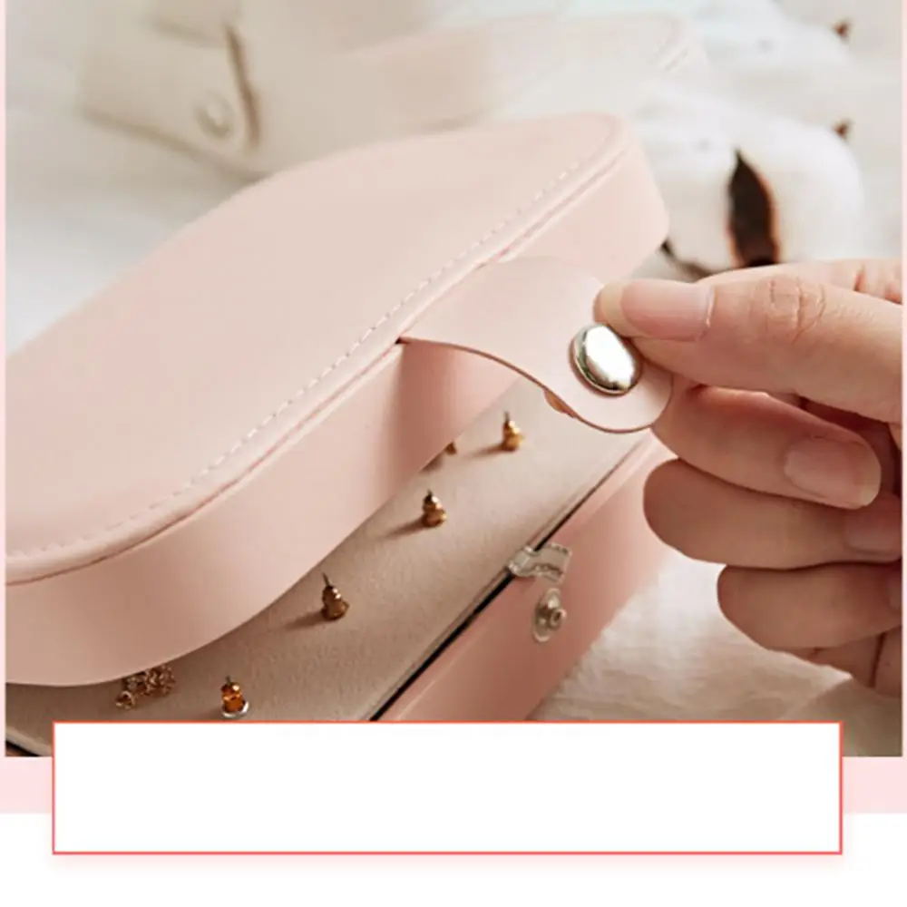 Multi-function Jewelry Casket Packing Cosmetic Storage Box Makeup Organizer Jewelry Case Portable Leather Earrings Ring