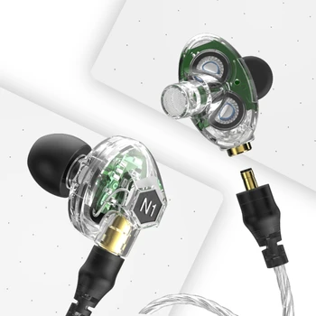 

VJJB N1 Double Dynamic Earphone Two Unit Driver In Ear Metal Wired Earphones HIFI Bass Subwoofer Earphone With Mic