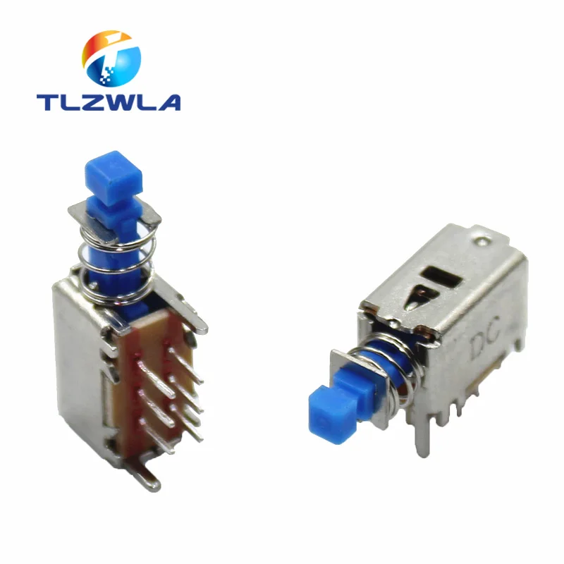 10Pcs Tasti Push-Pull Orizzontali 2 File Piedini Di Cablaggio A 6Pin Con Pulsante Orecchie A04 Auto-Reset Con Blocco Push Set-Top Box Interruttore Di 