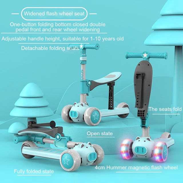 Children'S Tricycle Scooter Three In One Scooter Baby Tricycle Kids'S Ride-On Toys Kick Scooter 3 Wheels Children'S Scooter Gift 1