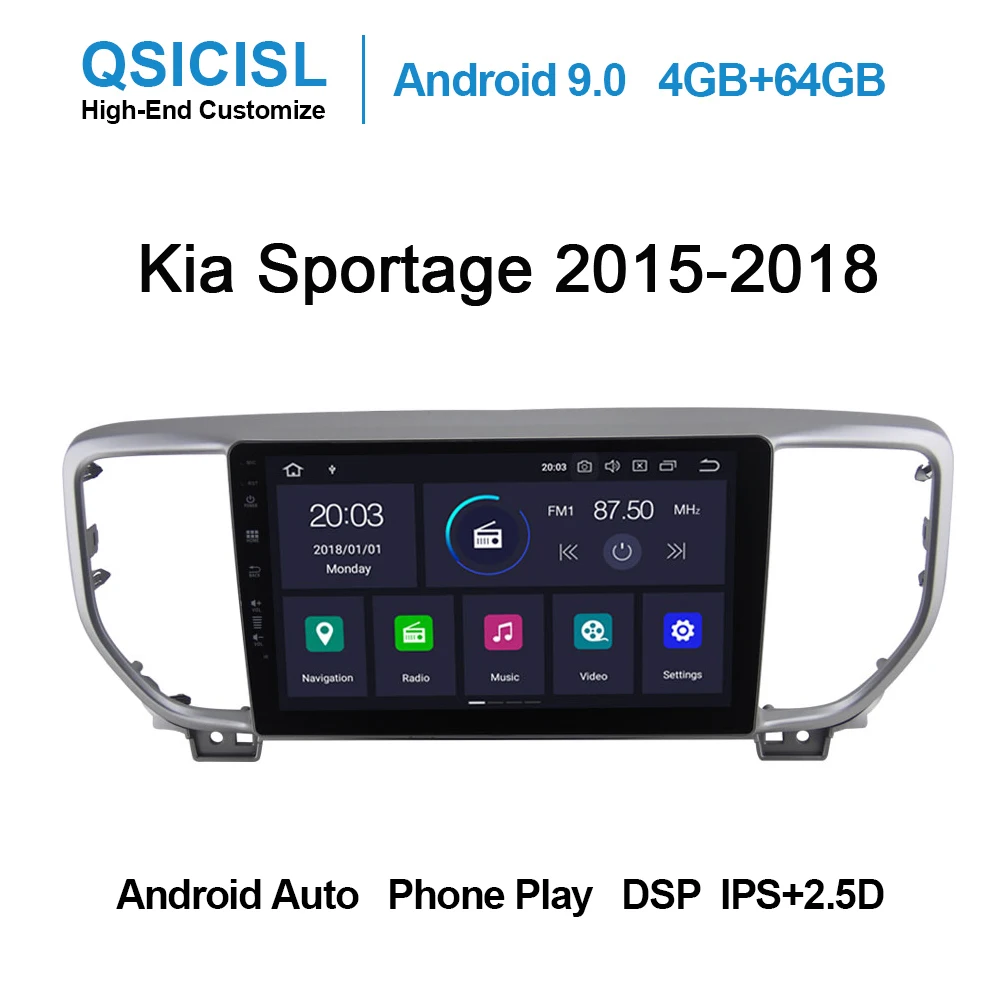 Android 9.0 IPS 2.5D 9" car dvd multimedia player for Kia Sportage 2015 2016 2017 2018 head unit 1 din radio stereo | Автомобили и