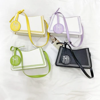 

Women PU Crossbody Bags Simple Female Leather Hit Color Daily Shoulder Pouch Fashion Exquisite Shopping Bags