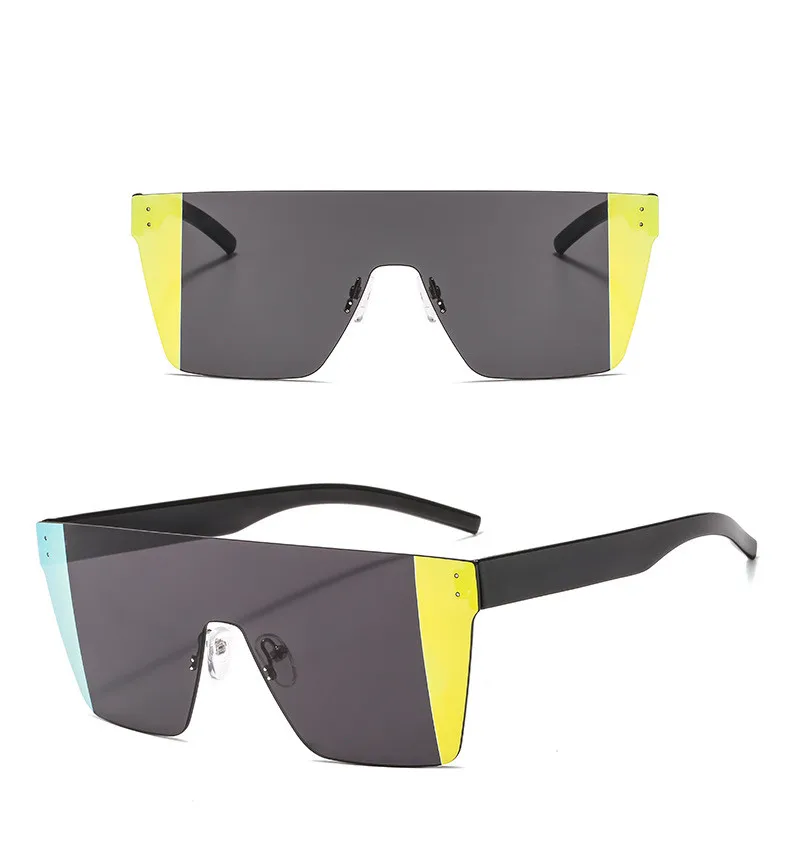 Cubojue Oversized Sunglasses Men Women Steampunk Sun Glasses for Man Woman Fashion Shades Hip Hop Huge Big Rectangle Double Tint