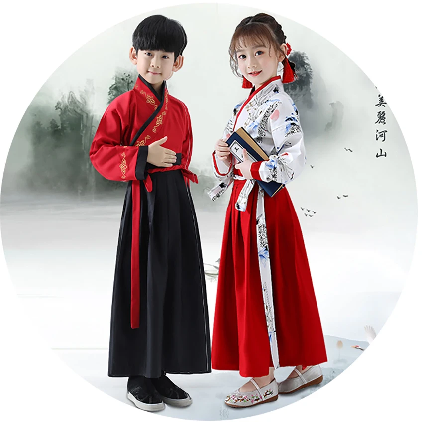 Кран Hanfu древний китайский костюм для детей платье династии Тан необычное народное платье Стиль танцевальный костюм фестиваль наряды сценический