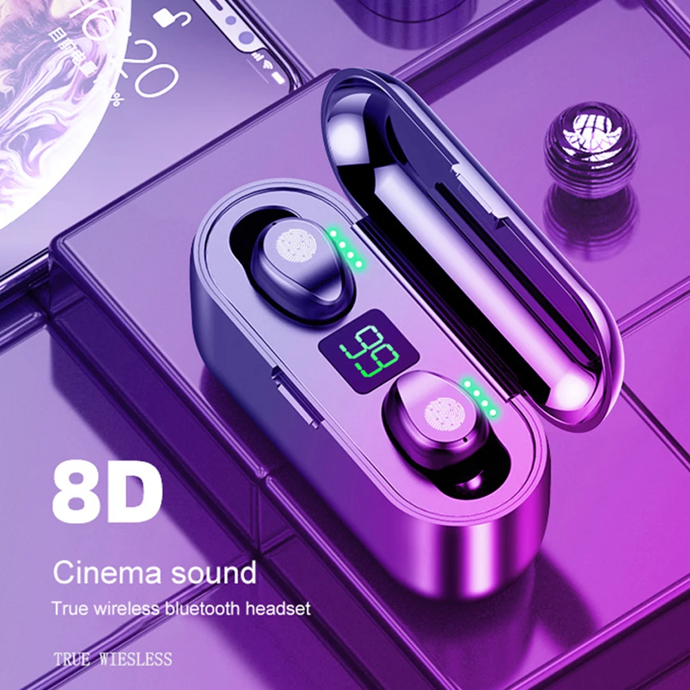 

F9 Mini Smart Touch TWS Wireless Earphones Bluetooth Earphone 5.0 Wireless Earbuds 8D Stereo Headset With 2000mAh Charging Box