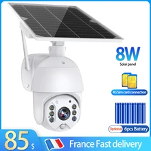 4G SIM Card IP Camera Outdoor PTZ CCTV Camera WIFI 8W Solar Panel Rechargeable Battery Wireless  Metal Security Camera PIR Alarm