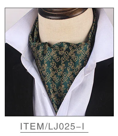 25-I Men's Classic Paisley Ascot Red Yellow Floral Cravat Vintage Ascot For Men Wedding Business Fashion Party Neckwear Gift Neckties - Цвет: 25-I