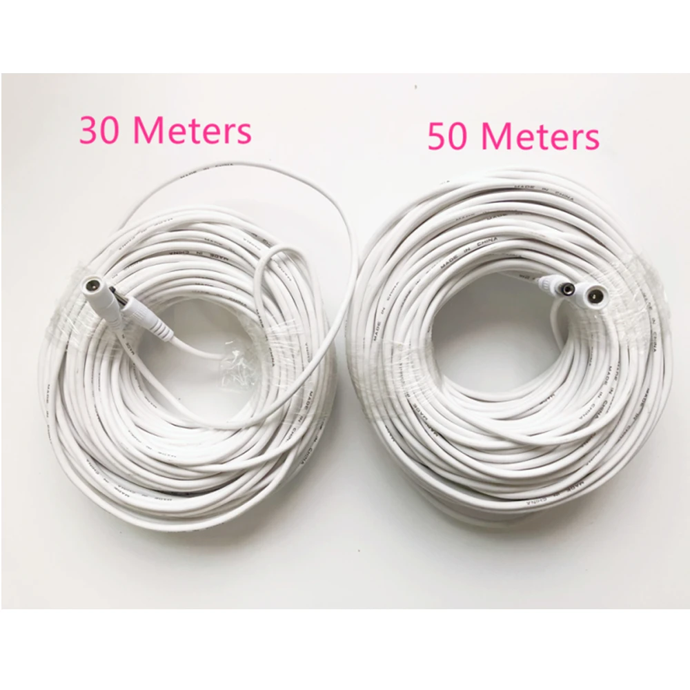 Power Extension Cable 3M/5M/10M/15M/20M/30M/50M DC 12V CCTV Camera 5.5mmx2.1mm Male Female White for Security Camera