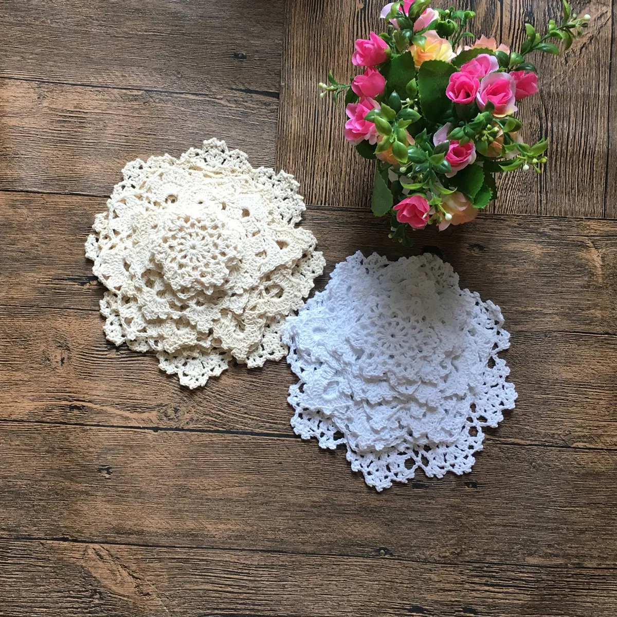 24 винтажные кружевные крючком мотивы мини Doilies 7 18 см свадебное украшение