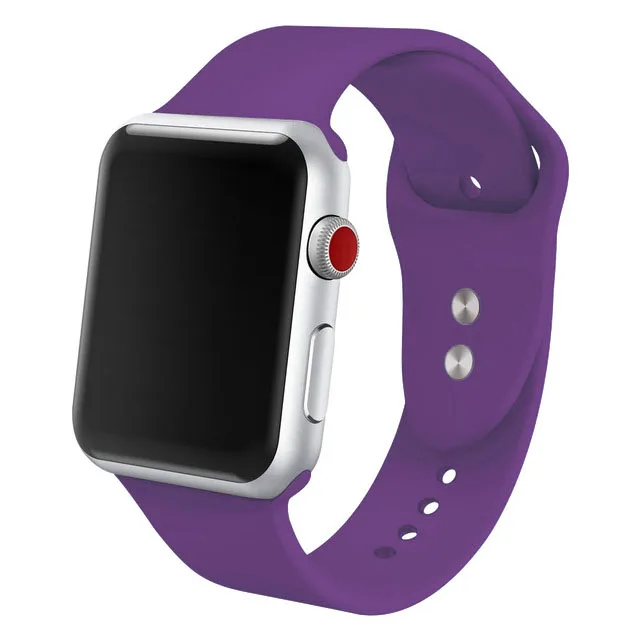 NO.38.New-Purple Силиконовый ремешок для наручных часов Apple Watch, 42 мм, 38 мм, Версия 44 мм 40 мм резиновый браслет для наручных часов Черные полуботинки со шнуровкой и ремешком наручных часов Iwatch серии 4/3/2/1 браслет - Цвет ремешка: NO.38.New-Purple