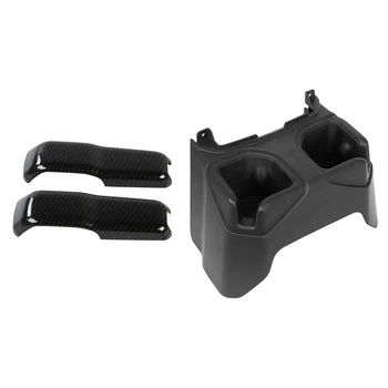 

1pcs Car Rear Center Console Cup Box Dual Drinks Cup Holder & 1pcs Front Hood Decoration Trim Cover
