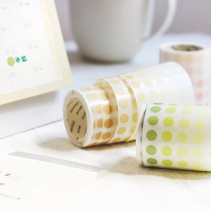 

Kawaii Decorative Adhesive Tape Cute Candy Color Washi Tape Dot Masking Tapes For Kids Scrapbooking DIY Photos Albums Supplies