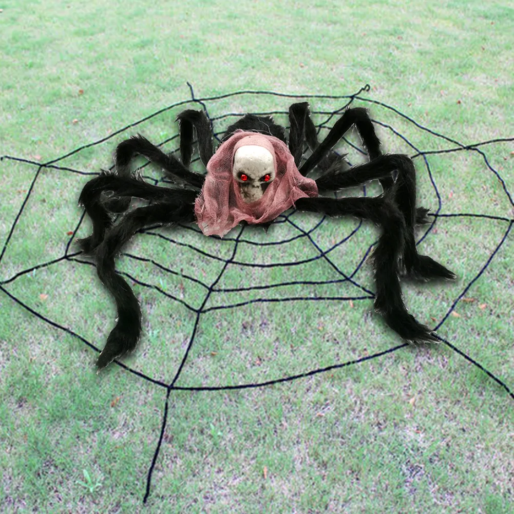 

Simulation Home Kids Halloween Decoration Toy Bar Festival Scary Props Skull Plush Spider Flower Face Design Party Animal Model