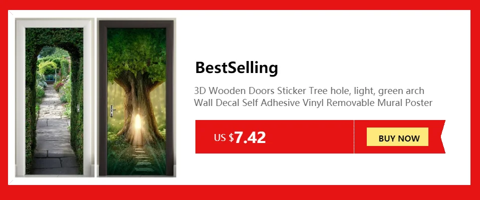 Hot Sale 3D Beautiful Landscape Door Stickers For Living Room Bedroom PVC Adhesive Wallpaper Home Decor Waterproof Mural Decal