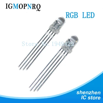 

20Pcs Multicolor 4pin 5mm RGB Led Diode Light Lamp Tricolor Round Common Anode LED F5 Light Emitting Diode Red Green Blue