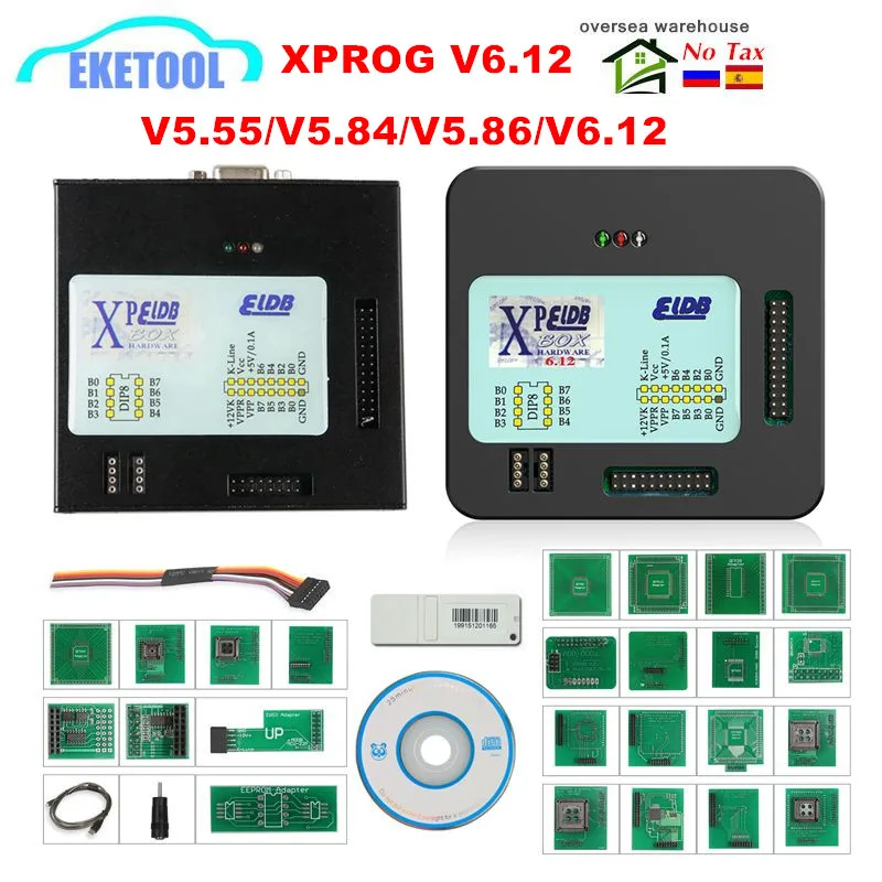 Новейший XPROG V6.12 V5.84 V5.55 USB ключ с полным адаптером XPROG-M лучше, чем XPROG V5.60/V5.55/V5.0 X prog металлическая коробка