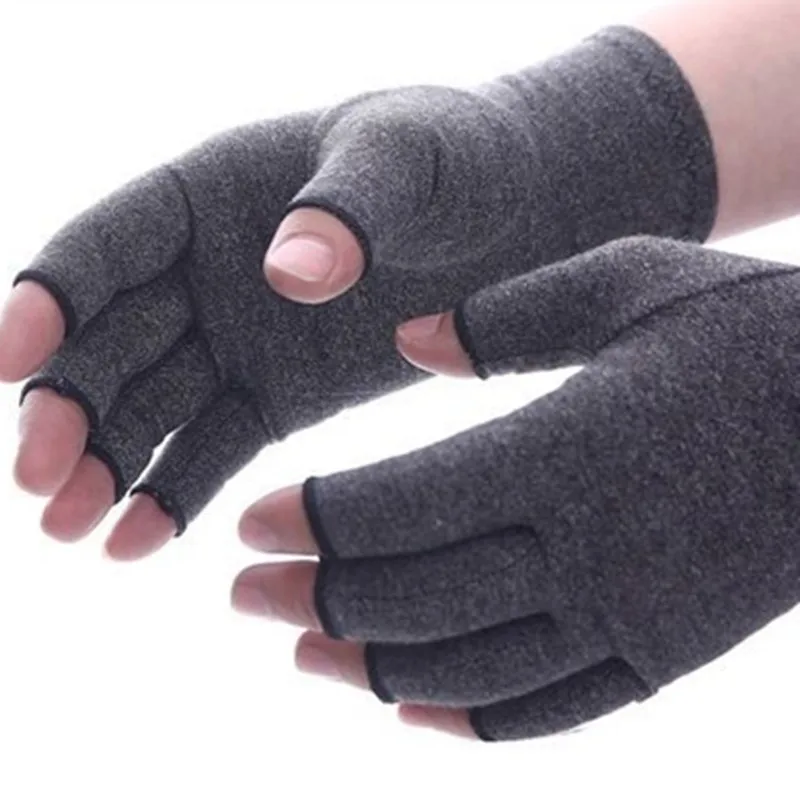 Compression Gloves Half Finger Arthritis Gloves Cycling Fitness Relief Hand Pain Pressure Gloves Therapy Join Fitness Gloved - Цвет: Gray