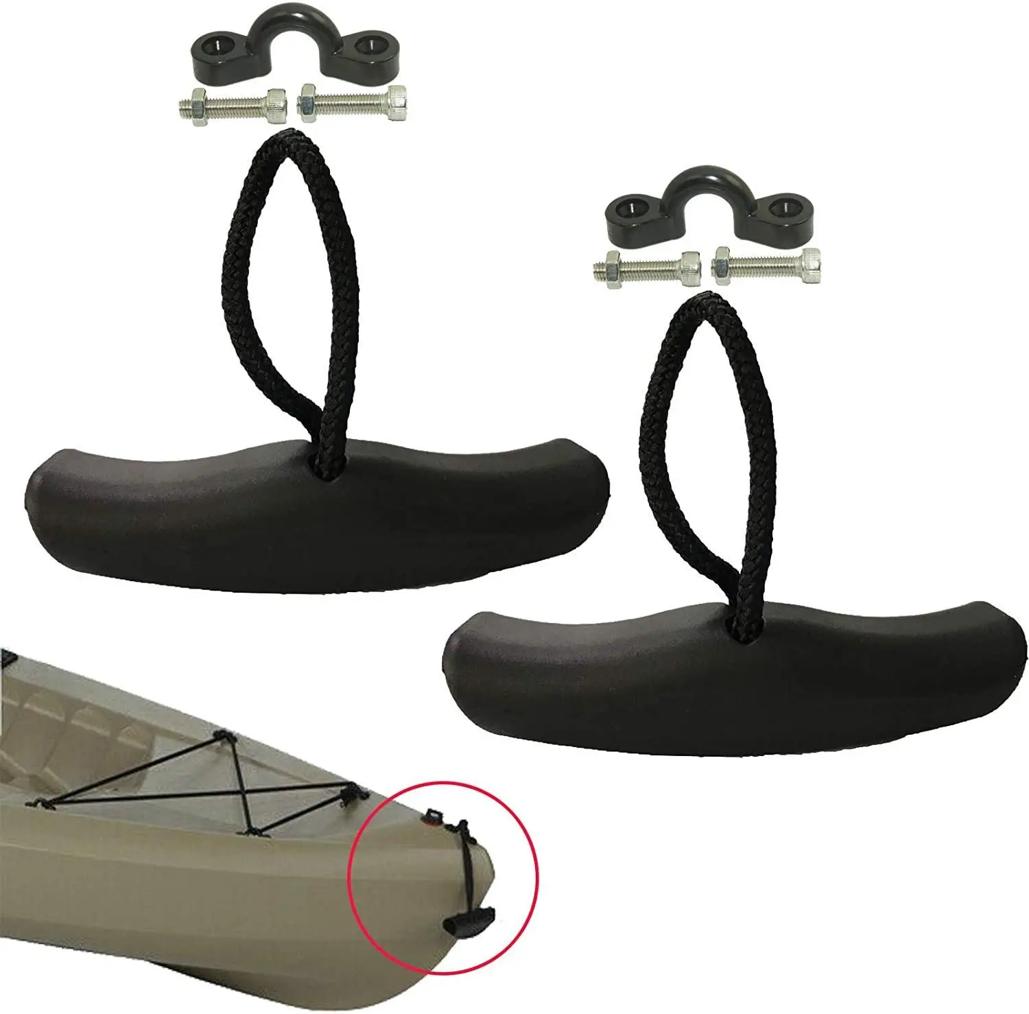 Kayak Handles (2 Pack) Strong T Handle Design Ultra Heavy Duty Bungee