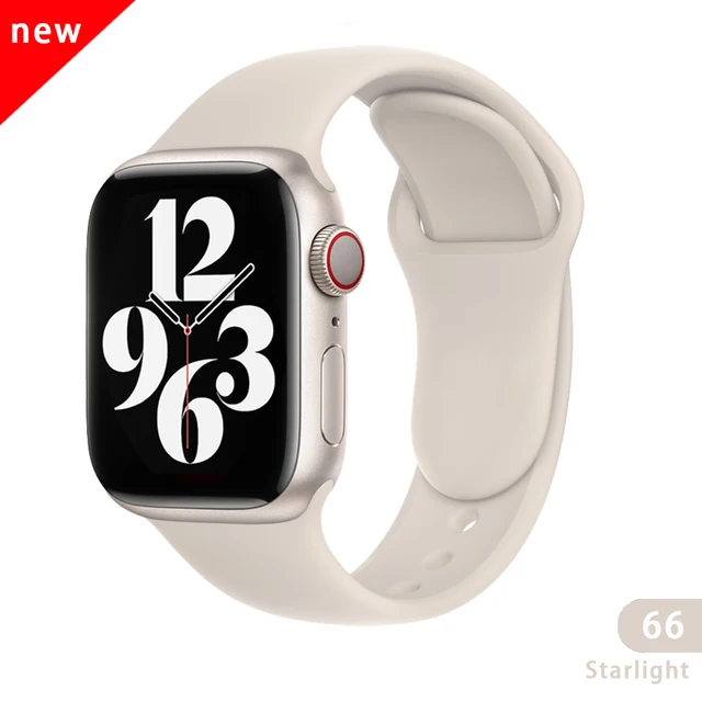 Soft Silicone Sport Band for Apple Watch SE 7 Series 44MM 40MM rubber Watchband Strap on smart iWatch 654321 42MM 38MM bracelet Starlight