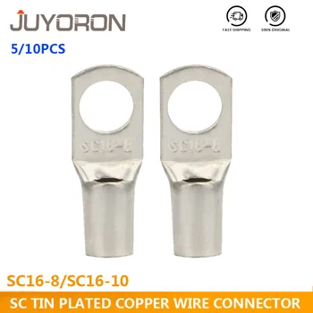

5/10PCS SC 16-8 16-10 Wire Nose Terminal SC16 Bare Copper Battery Block Lugs Hole 16mm Wire SC Type Crimp Cable END Connector