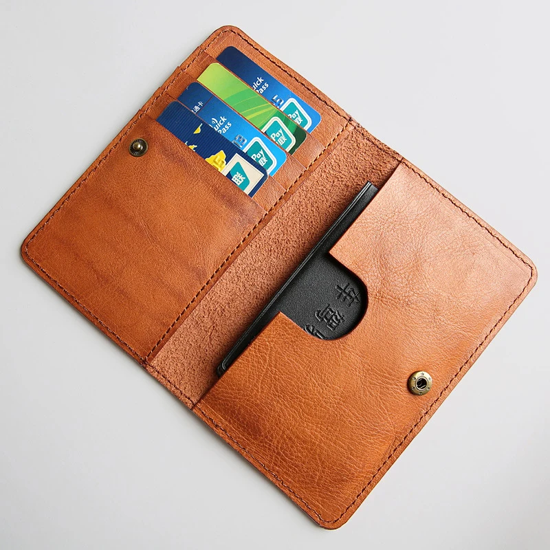 

YIFANGZHE New short zero wallet Japan and South Korea casual real pickup bag retro slim buckle driver's license wallet