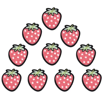 

10 PCS Strawberry Clothing Patches Pink Embroidered Fruit Badge Sewing Patch for Clothes Applique Accessories Stickers on Dress
