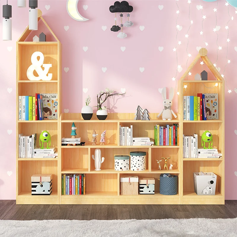 

Creative children's bookshelf floor bookcase racks solid wood kindergarten book picture book holder student simple storage rack