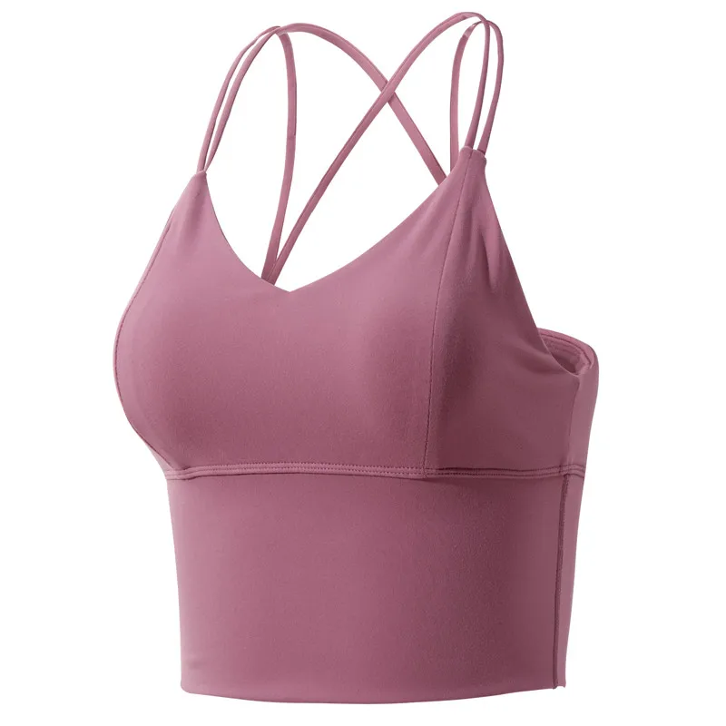 Ruisef thin shoulder belt sports bra women's shockproof running gathering Yoga suspender vest fitness bra